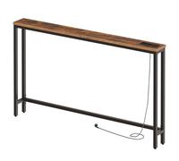HOOBRO Table Console Fine 140 cm, Bout de Canapé avec Multiprise, Table d’Entrée, Console Meuble Adaptée Derrière Le Canapé, pour Salon, Couloir, Cadre en Métal, Marron Rustique et Noir EBF145CXG01