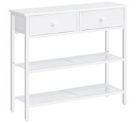 HOOBRO Table Console Longue, Console Meuble Industriel, Bout de Canapé avec 2 tiroirs en Non-tissé, Table d’Entrée à 3 étagères Ouvertes, Chambre, Blanc EWW72XG01G1