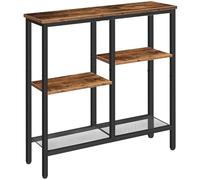 HOOBRO Table Console, Table d’Appoint de 75 cm, Bout de Canapé, Table d’Entrée Industrielle à 4 Niveaux, pour entrée, Salon, Couloir, Marron Rustique et Noir EBF79XG01