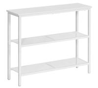 HOOBRO Table Console, Table d'Appoint avec 2 Étagères de Treillis, Table Canapé, Cadre en Métal, Design Industriel, pour Couloir, Entrée, Salon, Chambre et Bureau, Blanc EWW73XG01