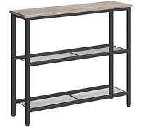 HOOBRO Table Console, Table d'Appoint avec 2 Étagères de Treillis, Table Canapé, Cadre en Métal, Design Industriel, pour Couloir, Entrée, Salon, Chambre et Bureau, Grège EBG73XG01