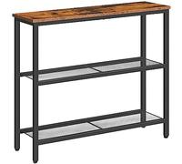 HOOBRO Table Console, Table d'Appoint avec 2 Étagères de Treillis, Table Canapé, pour Couloir, Entrée, Salon, Chambre et Bureau, Marron Rustique et Noir EBF73XG01