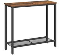 HOOBRO Table Console, Table d'Entrée de 75 cm, Table d’Appoint avec Étagère de Rangement, Bout de Canapé, Rangement Ouvert, Couloir, Salon, Chambre, Foyer, Brun Rustique et Noir EBF74XG01