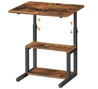 HOOBRO Table d’Appoint en C, Hauteur Réglable de 50 à 75 cm, Table Basse avec 3 Étagères, Plateau Supérieur 52 x 38 cm, pour Canapé, Lit, Bureau, Chambre, Salon, Marron Rustique et Noir EBF81SF01