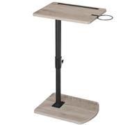 HOOBRO Table d’Appoint en Forme de C à Hauteur Réglable, Bout de Canapé Pivotant à 360°, avec Porte-gobelet Amovible et Fente pour Tablette, pour Salon, Chambre, Grège Chiné et Noir EBG34SF01