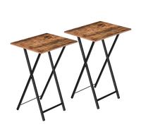 HOOBRO Table d’Appoint, Pliable Bout de Canapé, Tables-Plateaux Lot de 2, Tables de Chevet, Style Industriel, Salon, Marron Rustique EBF25BZ01