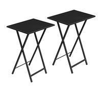 HOOBRO Table d’Appoint, Pliable Bout de Canapé, Tables-Plateaux Lot de 2, Tables de Chevet, Style Industriel, Salon, Noir EUBK25BZ01
