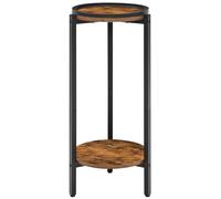 HOOBRO Table d’Appoint, Table Basse Ronde à 2 Niveaux, Bout de Canapé, Table à Boissons, Table à Café, pour Petit Espace, Salon, Chambre, entrée, Couloir, Marron Rustique et Noir EBF167BZ01