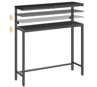 HOOBRO Table d’Entrée à 2 Niveaux, Table de Canapé de Style Industriel, Meuble Console, pour Petits Espaces, Couloir Étroit, Salon, Hauteur Réglable de 80 à 100 cm, Noir EBB96XG01