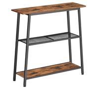 HOOBRO Table d’Entrée à 3 Niveaux, Console, Table d’Appoint Étroite, Table de Canapé avec Étagères Ouvertes, Petite Table de Réception, pour Entrée, Couloir, Salon, Marron Rustique et Noir EBF62XG01