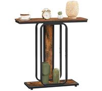 HOOBRO Table d’Entrée de Style Industriel avec Rangement, Présentoir à Structure Géométrique à 2 Niveaux, pour Entrée, Hall, Salon, Chambre, Salle à Manger, Couloir, Marron Rustique et Noir EBF68XG01