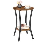 HOOBRO Table d'Appoint à 2 Niveaux, Bout de Canapé Rond, Table de Chevet avec Rangement, pour Petits Espaces, Salon, Chambre, Entrée, Marron Rustique et Noir EBF180BZ01G1