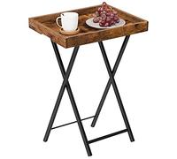 HOOBRO Table d'Appoint avec Plateau Amovible, Petite Table Pliable en Bois, Bout de Canapé, Cadre en Acier, Style Industriel Modern, Marron Rustique EBF29BZ01