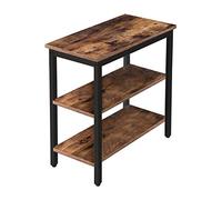 HOOBRO Table d'Appoint, Bout de Canapé à 3 Niveaux, Table de Chevet de Style Industriel, pour Salon, Chambre, Cuisine, Montage Facile, Cadre en Métal, Marron Rustique EBF14BZ01