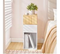HOOBRO Table d'Appoint, Bout de Canapé, Table de Chevet, 30 x 25 x 65 cm, Blanc et Couleur Bois