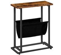HOOBRO Table d'Appoint Étroite, Table de Chevet Industrielle avec Porte-revues, Petite Table d'Appoint pour Petits Espaces, Salon, Chambre, Marron Rustique et Noir EBF81BZ01