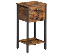 HOOBRO Table d'Appoint Haute, Table de Chevet, Bout de Canapé, Table Basse de Salon avec Tiroir et Étagère, Grand Espace de Rangement, Robuste et Stable, Gain de Place, Marron Rustique EBF72BZ01