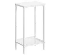 HOOBRO Table d'Appoint, Table de Chevet avec étagère grillagée réglable, Bout de Canapé Fin, pour Lampe, Bureau, Couloir, 38 x 28 x 73,5 cm, Blanc EWW03DH01