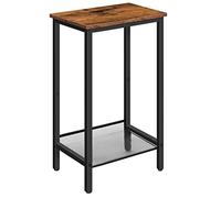 HOOBRO Table d'Appoint, Table de Chevet, Table Téléphone avec Étagère Grillagée Réglable, Bout de Canapé Fin, Table pour Lampe, Bureau, Couloir, 38 x 28 x 73,5 cm, Marron Rustique EBF03DH01