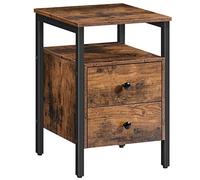 HOOBRO Table de Chevet, 40 x 40 x 61 cm, Table d'Appoint 2 tiroirs, Style Industriel, Chambre, Facile à Monter, Marron Rustique EBF43BZ01G2