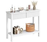 HOOBRO Table d'Entrée de 100 x 30 x 80 cm, Console Meuble Étroite avec Tiroir à Motifs Ondulés, Table de Canapé à 2 Niveaux, Présentoir, Derrière Le Canapé, pour Entrée, Hall, Salon, Blanc EWT89XG01