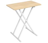 HOOBRO Tables d’Appoint, Très Grand Bouts de Canapé, Hauteur réglable, 60 x 40 x 60 cm, Tables Pliables, Tables-Plateaux de Télévision, Salon, Blanc et Couleur Bois EWN16BZ01