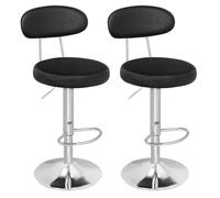 HOOBRO Tabourets de Bar, Lot de 2, Chaises de Bar en PU, Hauteur Réglable, Sièges de Cuisine Pivotants à 360°, avec Dossier et Repose-Pieds, Assise Rembourrée en Mousse, Noir ESB33BYP201