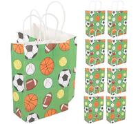 HOODANCOS 12pièces Sacs Papier Sport Motif Ballons avec Anses Sacs Cadeaux Format pour Fête Anniversaire Football Pochettes Snack Résistantes et Décoratives