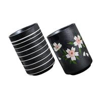 HOODANCOS 2 Tasses à Thé Japonaises 300ml Résistantes aux Températures Extrêmes en Céramique Noire Style Rétro Chic Maison Restaurant