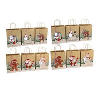 HOODANCOS 24pcs Paquet en Papier de Noël à Fond Carré en Papier Kraft Faciles à Porter pour Emballage Présent Design Motifs Cartoon de Noël Style Aléatoire