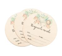 HOODANCOS 3pcs Panneaux D'annonce de Naissance en Bois Rond Motif Cartoon, Accessoire Photo Pratique et Sûr pour Shower ou Gender Reveal Party
