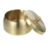 HOODANCOS Cendrier en Acier Inoxydable INOX Doré Moyen 10 Cm avec Couvercle Coupe-Vent Cendrier Vintage pour Fumeurs Bureau et Décoration Intérieure Résistant et Pratique