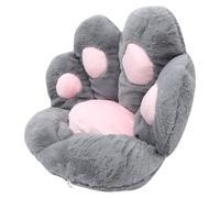 HOODANCOS Coussin de Siège Demi-entouré Forme Patte de Chat 70x60 Cm Imitation Poils de Lapin Gris Foncé Confort Ergonomique pour Bureau Salon et Voiture