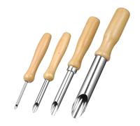 HOODANCOS Ensemble de 4 Outils de Sculpture en Bois et Acier Inoxydable pour Poterie, Perforateurs Circulaires pour Argile, Marquage et Raclage, pour Potiers et Sculpteurs