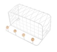 HOODANCOS Étagère de Rangement Murale Multifonctionnelle sans Perçage, Support Métallique Blanc Petit Format, Porte-Serviettes et Crochets pour Salle de Bain, la Cuisine et Entrée, Étagère