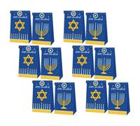 HOODANCOS Lot de 12 Paquet Présents en Papier pour Fête des Pères et Remise de Diplôme, Motif Hanoucca Chandeliers, pour Biscuits et Décorations de Festival