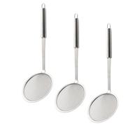 HOODANCOS Lot de 3 Écumoires Alimentaires en Acier Inoxydable avec Manche Antidérapant pour Friture et Cuisson Wok, Tamis à Mailles Fines Polyvalent et Solide