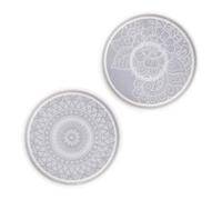 HOODANCOS Moule à sous-Verres Design Mandala Créatif 2pcs en Silicone Rond Facile à Nettoyer, Antiadhésif pour Résine Époxy pour Loisirs Créatifs et Réunions Familiales