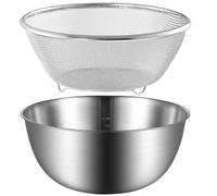 HOODANCOS Passoire inox 22 cm pour légumes et aliments préparés, panier drainant avec design creux et couvercle perforé, usage domestique en cuisine