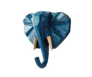 HOODANCOS Patère Murale Crochet pour Manteau et Chapeau en Résine Forme Tête D'éléphant Bleu Décoration Murale Chic et Pratique pour Salle de Bain et Maison