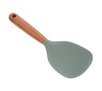 HOODANCOS Pelle à Riz en Silicone Vert avec Manche en Bois, Surface Antiadhésive et Résistance Haute Température, Ustensile Pratique pour Cuiseur à Riz Domestique et Préparation des Repas
