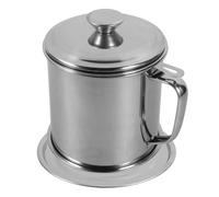 HOODANCOS Pot à Passoire à Huile en Acier Inoxydable 1,3l Robuste Filtre Fin Cuisine, Récipient Argenté pour Filtrer et Stocker L'huile de Cuisson