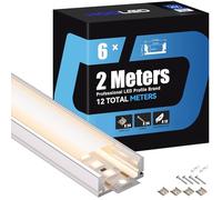 HOOLED 6 Profile Alu pour Ruban LED 2 mètres Profilé LED Encastrable Dimensions 17,4 mm x 7 mm, Largeur intérieure du Profilé12,4 mm Avec couvercle en PC blanc laiteux
