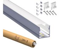 HOOLED Profile Alu pour Ruban LED 2 m x 5 pièces 10 m U-forme Profilé LED Taille 20 mm x 20 mm Compact Finition Professionnelle avec Blanc Laiteux Couvercle Largeur Maximale 14.9 mm