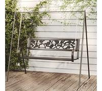 Hoopleep Balancelle de jardin en acier et plastique - 125 cm - Noir - Avec chaînes - Pour terrasse et balcon - Résistant aux intempéries