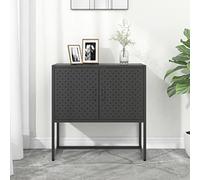 Hoopleep Buffet anthracite 75 x 35 x 75 cm, armoire polyvalente en acier robuste avec 2 portes, pieds réglables en hauteur, idéal pour chambre à coucher, meuble de rangement