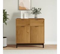 Hoopleep Buffet FLAM 80 x 40 x 80 cm, bois massif de pin, aspect chêne, avec 2 tiroirs et portes, beaucoup d'espace de rangement, meuble pour chambre à coucher et salon