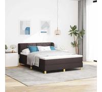 Hoopleep Lit à sommier tapissier avec matelas à ressorts ensachés, tissu marron foncé, 140 x 190 cm, lit double court, tête de lit réglable, cadre en bois, ensemble de meubles de chambre robuste pour