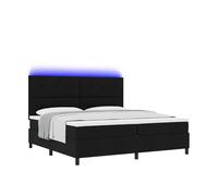 Hoopleep Lit à sommier tapissier avec matelas, noir, 200 x 200 cm, tissu, cadre de lit moderne avec tête de lit réglable en hauteur, ensemble de meubles de chambre durable pour deux personnes