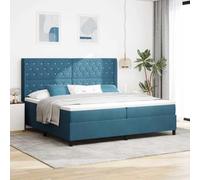 Hoopleep Lit à sommier tapissier en velours bleu avec tête de lit 200 x 200 cm, matelas King size inclus, lit plateforme moderne avec cadre en bois pour chambre à coucher, tête de lit réglable, poids